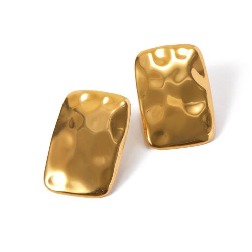 Stainless Steel Stud Earrings, 304 Stainless Steel, 18K gold plated, fashion jewelry & for woman, golden, 39.17x25.22mm, Sold By Pair