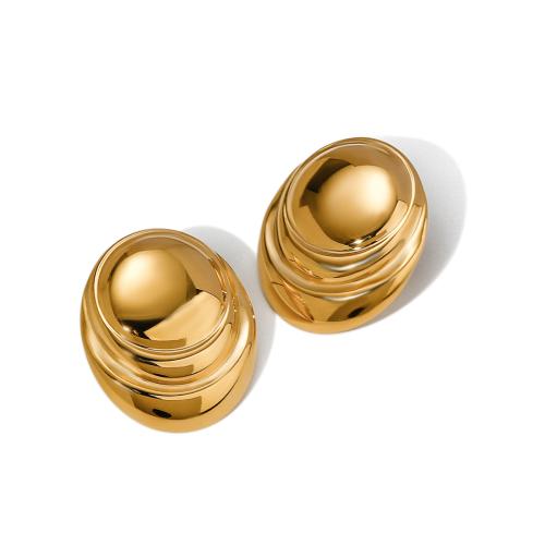 Stainless Steel Stud Earrings, 304 Stainless Steel, 18K gold plated, fashion jewelry & for woman, golden, 25.60x21.70mm, Sold By Pair