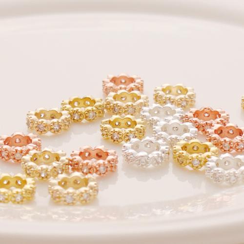 Zinc Alloy Spacer Beads with Cubic Zirconia plated DIY nickel lead & cadmium free 8mm Sold By PC