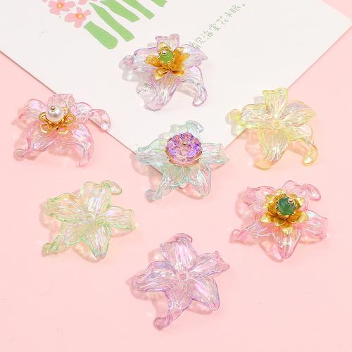 Acrylic Bead Cap, Flower, DIY, more colors for choice, 30x30mm, 4PCs/Bag, Sold By Bag