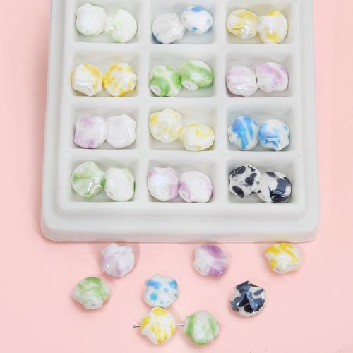 Porcelæn smykker perler, du kan DIY, flere farver til valg, 14x12mm, 5pc'er/Bag, Solgt af Bag