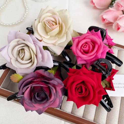 Haarklammer, Kunststoff, Rose, handgemacht, verschiedene Stile für Wahl & für Frau, 110x70mm, verkauft von PC