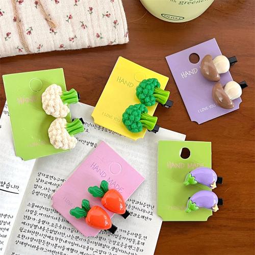 Alligator Hair Clip Resin with Zinc Alloy Vegetable handmade & for woman Sold By Pair