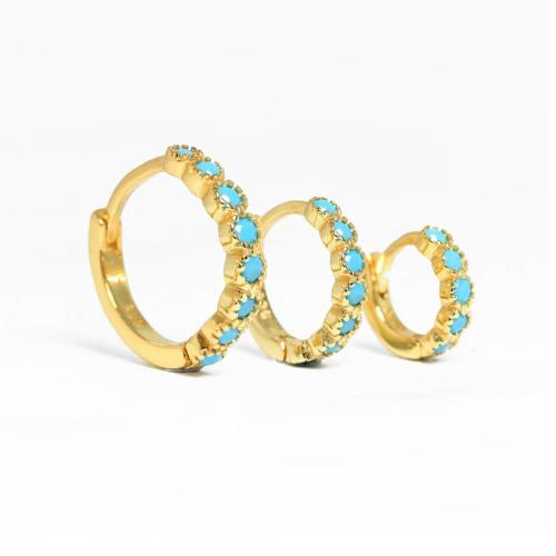 Brass Leverback Earring with turquoise & 925 Sterling Silver & for woman blue Sold By Pair