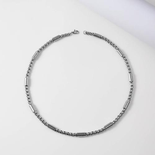 Титановые стали ожерелье, титан, полированный, разный размер для выбора & Мужский, серебряный, продается PC