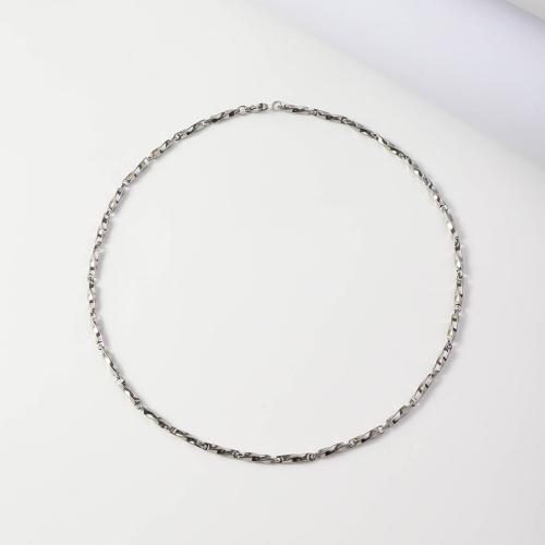 Titanium Steel Necklace, polished, different length for choice & Unisex, silver color, Sold By PC