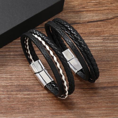 PU Leather Cord Bracelets Zinc Alloy with PU Leather handmade for man Sold By PC