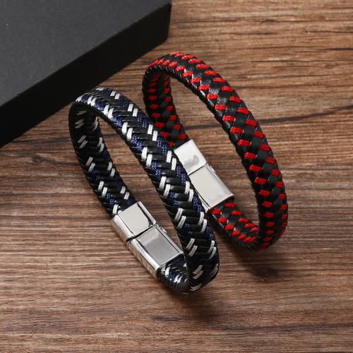 PU Leather Cord Bracelets, Tibetan Style, with leather cord & PU Leather, Unisex, more colors for choice, Sold By PC