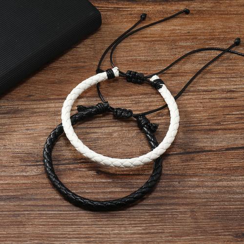 PU Leather Cord Bracelets, with Wax Cord, Unisex, more colors for choice, Length:16 cm, Sold By PC