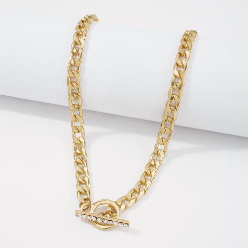 Zinklegering halskettingen, Zinc Alloy, mode sieraden & voor vrouw & met strass, gouden, Lengte Ca 43 cm, Verkocht door PC