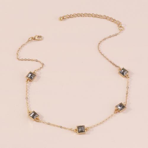 Zinklegierung Schmuck Halskette, mit Eisen, Modeschmuck & für Frau & mit Strass, keine, Länge:ca. 36-43 cm, verkauft von PC