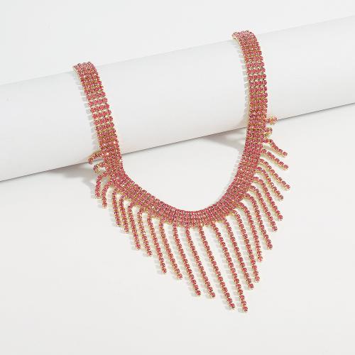 Zinklegierung Schmuck Halskette, Modeschmuck & für Frau & mit Strass, keine, Länge:ca. 36-46 cm, verkauft von PC