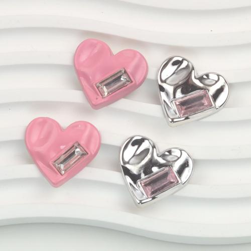 Mobile Phone DIY Decoration, Resin, Heart, epoxy gel & with rhinestone, more colors for choice, 23x22mm, Sold By PC