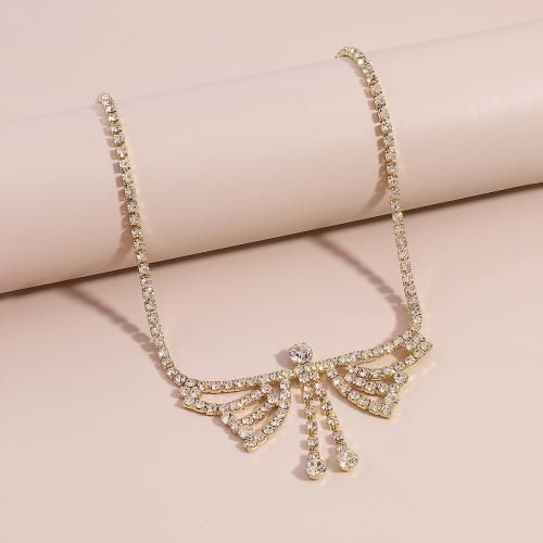 Zinc Alloy Jewelry Necklace fashion jewelry & for woman & with rhinestone Length Approx 42-52 cm Sold By PC