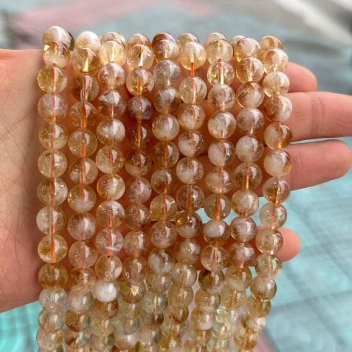 Natürlicher Citrin Perlen, Gelbquarz Perlen, rund, Modeschmuck & DIY, gelb, 8mm, verkauft per ca. 38 cm Strang