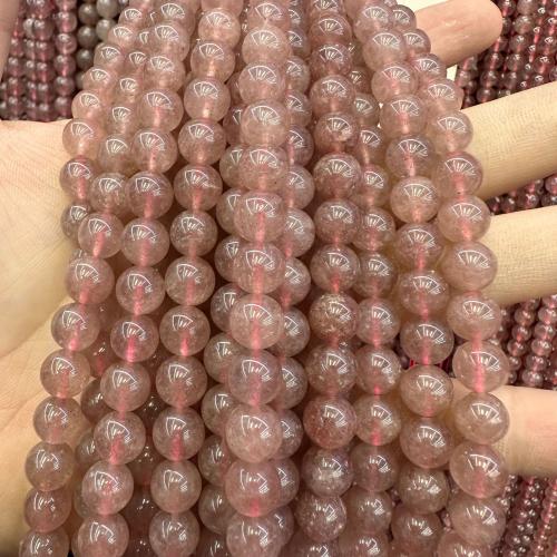 Natürlicher Quarz Perlen Schmuck, Strawberry Quartz, rund, Modeschmuck & DIY & verschiedene Größen vorhanden, keine, verkauft per ca. 38 cm Strang