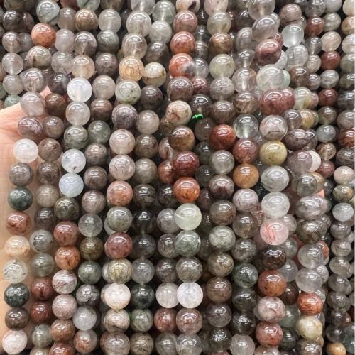 Natürlicher Quarz Perlen Schmuck, Rutilated Quarz, rund, Modeschmuck & DIY & verschiedene Größen vorhanden, gemischte Farben, verkauft per ca. 38 cm Strang