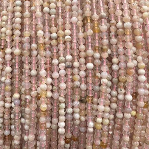 Agat pärlor, Vit Cherry Blossom Agate, Rund, mode smycken & DIY & olika storlek för val, blandade färger, Såld Per Ca 38 cm Strand
