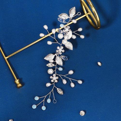 bandeau, alliage de zinc, avec cristal & perle de plastique, bijoux de mode & pour femme & avec strass, plus de couleurs à choisir, 140x70mm, Vendu par PC