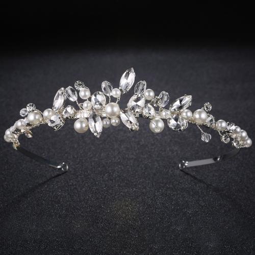 Hair Bands Zinc Alloy with Crystal & Plastic Pearl fashion jewelry & for woman silver color Sold By PC