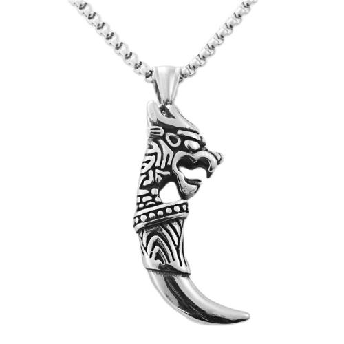 Stainless Steel Jewelry Necklace, 304 Stainless Steel, polished, fashion jewelry & different styles for choice & for man, silver color, 48x18mm, Length:Approx 60 cm, Sold By PC