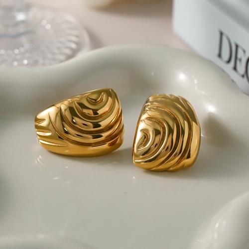 Stainless Steel Stud Earrings, 304 Stainless Steel, 18K gold plated, fashion jewelry & for woman, golden, 28.60x20.90mm, Sold By Pair
