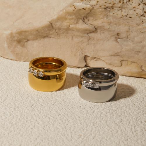 Rhinestone-Edelstahl -Finger-Ring, 304 Edelstahl, 2 Stück & verschiedene Größen vorhanden & für Frau & mit Strass, keine, verkauft von setzen