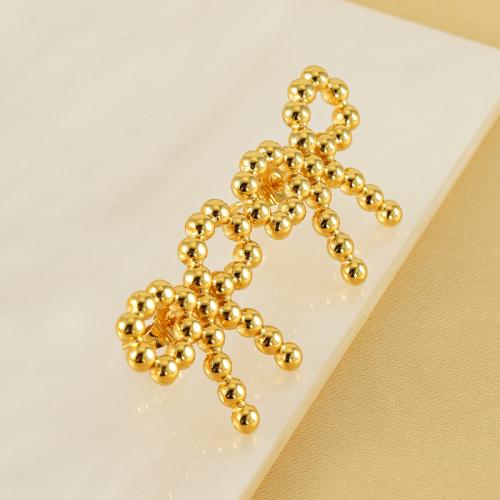 Stainless Steel Stud Earrings 304 Stainless Steel Bowknot 18K gold plated fashion jewelry & for woman golden Sold By Pair