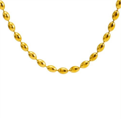 Colar de jóias de aço inoxidável, Aço inoxidável 304, 18K banhado a ouro, joias de moda & para mulher, dourado, 4mm, comprimento Aprox 40 cm, vendido por PC