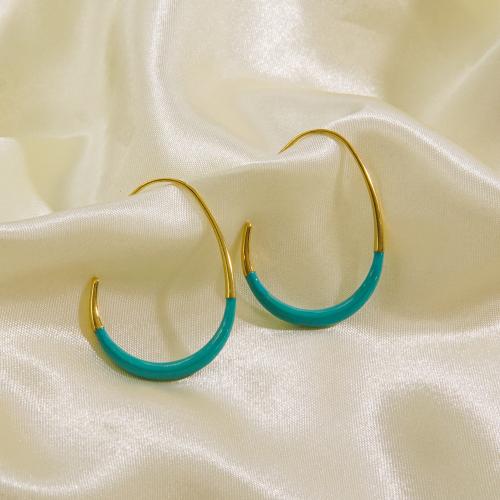 Stainless Steel Drop Earring 304 Stainless Steel Vacuum Ion Plating fashion jewelry & for woman & enamel Sold By Pair