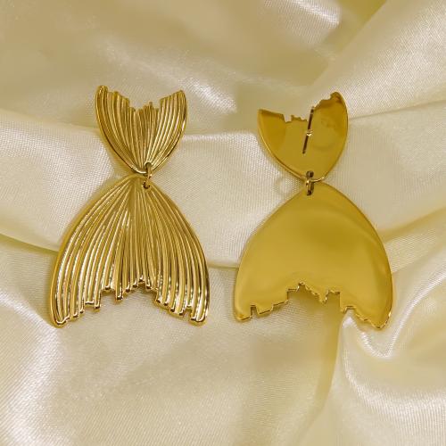 Edelstahl Tropfen Ohrring, 304 Edelstahl, Modeschmuck & für Frau, goldfarben, 30x50mm, verkauft von Paar