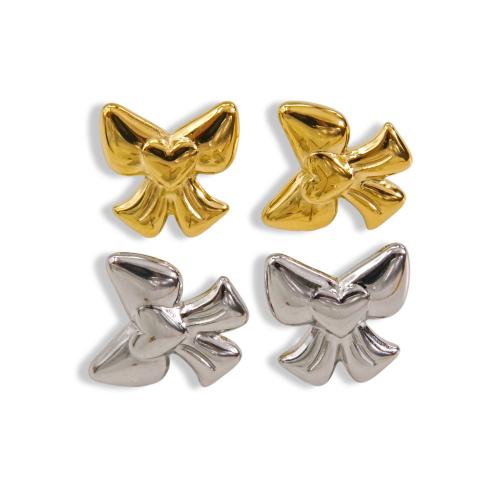 Stainless Steel Stud Earrings 304 Stainless Steel Bowknot Vacuum Ion Plating fashion jewelry & for woman Sold By Pair