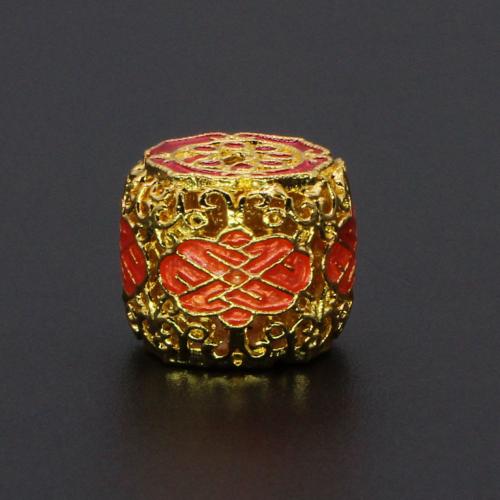 Brass Jewelry Beads gold color plated DIY & enamel orange nickel lead & cadmium free Sold By PC