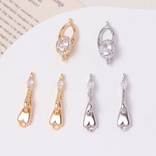 Brass Jewelry Clasps with Cubic Zirconia plated DIY nickel lead & cadmium free Sold By PC