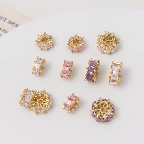 Cubic Zirconia Brass Beads with Cubic Zirconia plated DIY nickel lead & cadmium free Sold By PC
