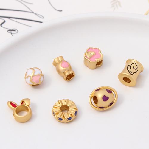 Brass Jewelry Beads, gold color plated, DIY & different styles for choice & enamel, more colors for choice, nickel, lead & cadmium free, Sold By PC