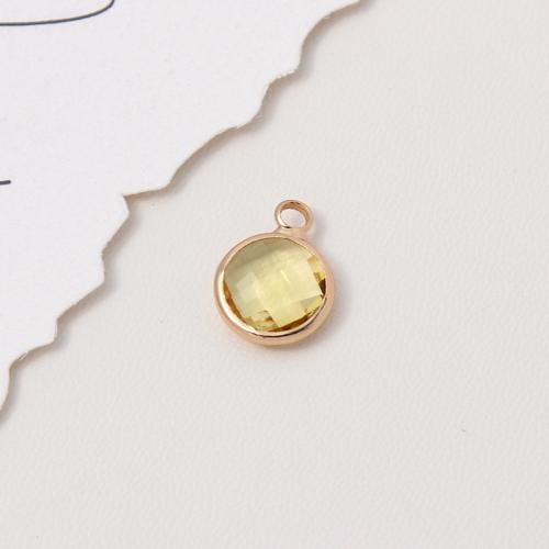 Brass Jewelry Pendants, with Glass, Round, gold color plated, DIY, more colors for choice, nickel, lead & cadmium free, 10x13mm, Sold By PC