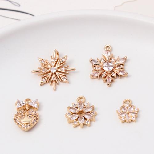 Cubic Zirconia Brass Pendants, with Cubic Zirconia, gold color plated, DIY & different styles for choice, more colors for choice, nickel, lead & cadmium free, Sold By PC