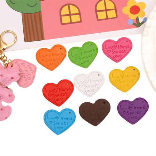 PU Leather Pendant, Heart, DIY, more colors for choice, 38x32mm, 5PCs/Bag, Sold By Bag