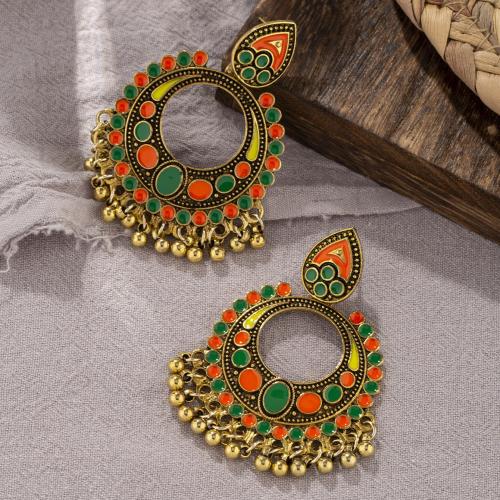Tibetan Style Stud Earring, for woman & enamel & hollow, more colors for choice, 65x50mm, Sold By Pair