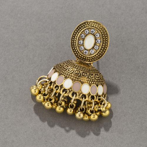 Zinc Alloy Stud Earring for woman & enamel & with rhinestone Sold By Pair
