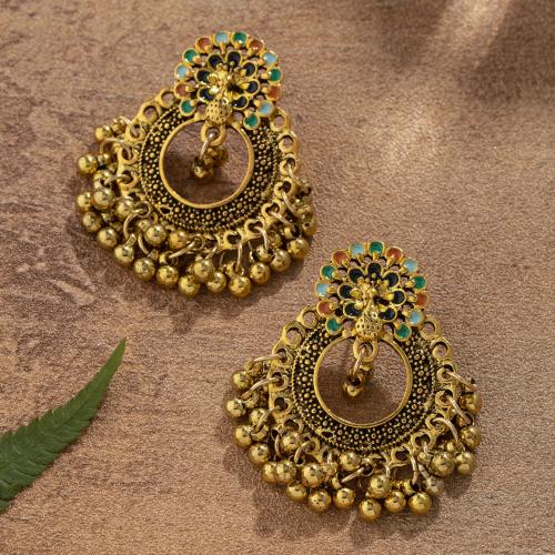 Tibetan Style Stud Earring, for woman & enamel & hollow, more colors for choice, 45x35mm, Sold By Pair