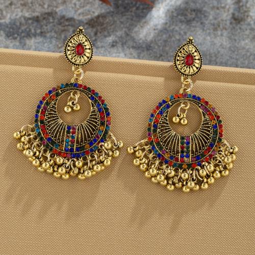 Zinc Alloy Stud Earring plated for woman & with rhinestone & hollow Sold By Pair
