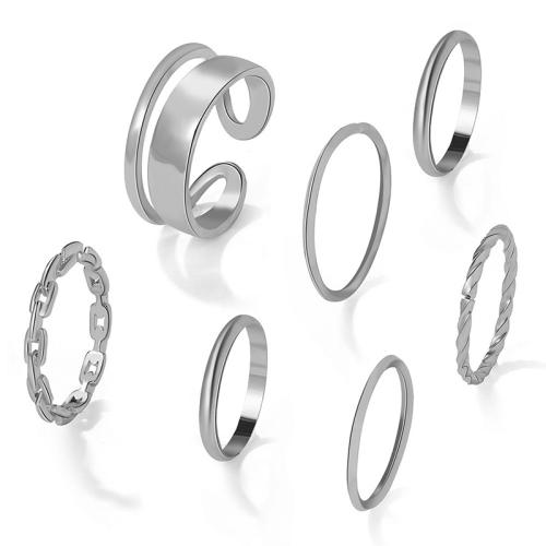 Ensemble d’anneau en alliage de zinc, Placage, 7 pièces & pour femme, plus de couleurs à choisir, Vendu par PC