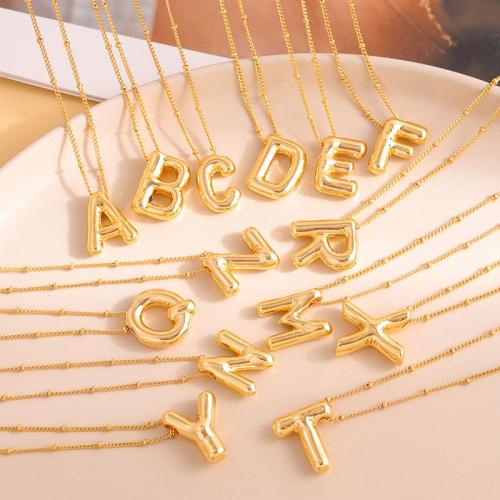 Zinklegierung Schmuck Halskette, plattiert, Buchstaben sind von A bis Z & verschiedene Stile für Wahl & für Frau, goldfarben, verkauft von PC