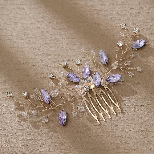 Decorative Hair Combs Zinc Alloy fashion jewelry & for woman & with rhinestone golden Sold By PC