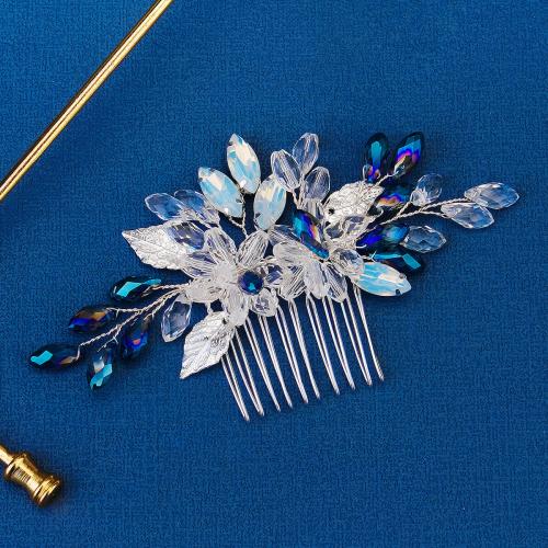 Decorative Hair Combs, Tibetan Style, fashion jewelry & for woman & with rhinestone, silver color, 115x63mm, Sold By PC