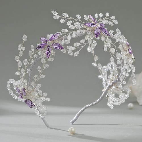 Hair Bands, Brass, with Crystal, fashion jewelry & for woman & with rhinestone, silver color, Sold By PC
