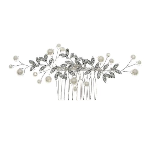 Peignes décoratifs, alliage de zinc, avec perle de plastique, fait à la main, bijoux de mode & pour femme & avec strass, plus de couleurs à choisir, 60x125mm, Vendu par PC