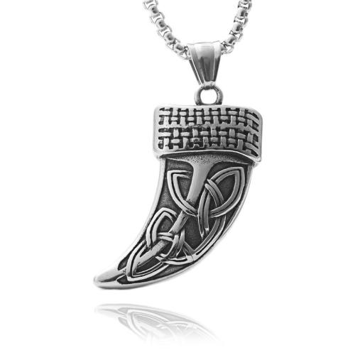 Nehrđajućeg čelika, nakit ogrlice, 304 nehrđajućeg čelika, uglađen, modni nakit & različitih stilova za izbor & za čovjeka, srebro, 22x43mm, Dužina Približno 60 cm, Prodano By PC